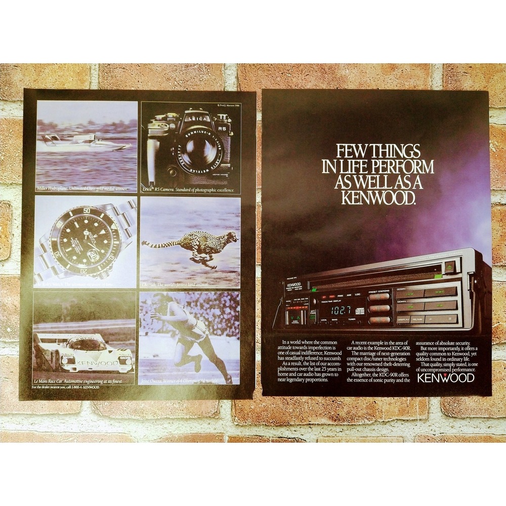 Kenwood Stereo KDC-90R Few Things Perform as Well - 2pg - Orig 1988 Vtg PRINT AD